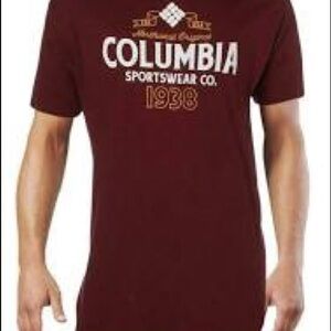 Columbia Men's Red Graphic Logo Short-Sleeve Crew-Neck T-Shirt Size M